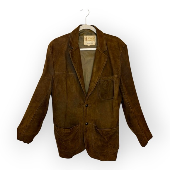 Vintage 70s Berman Buckskin Suede Blazer Men M Brown...